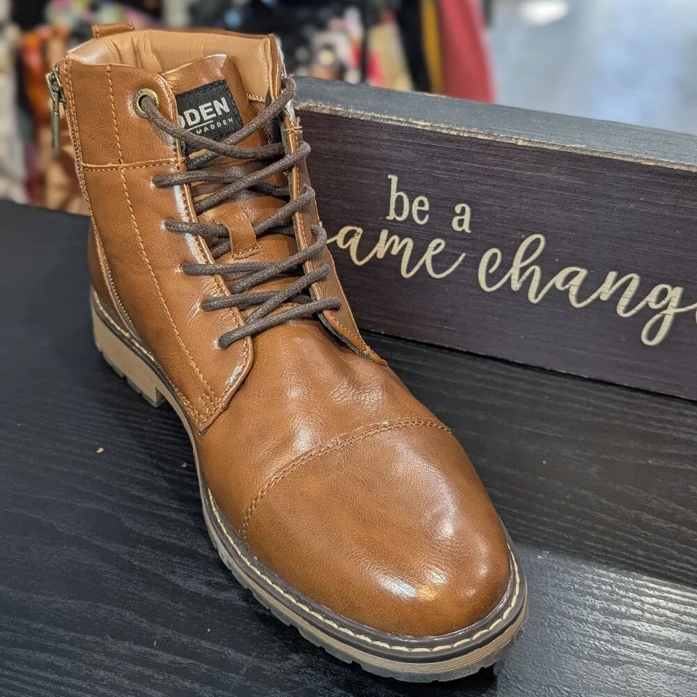 Madden by Steve Madden Cognac Combat Boot (new)